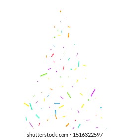 Sprinkles grainy. Cupcake donuts, dessert, sugar, bakery background. Sweet confetti on white chocolate glaze background. Vector Illustration sprinkles holiday designs, party, birthday, invitation.