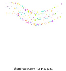 Sprinkles grainy. Cupcake donuts, dessert, sugar, bakery background. Sweet confetti on white chocolate glaze background. Vector Illustration sprinkles holiday designs, party, birthday, invitation.