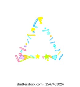 Sprinkles grainy. Cupcake donuts, dessert, sugar, bakery background. Sweet confetti on white chocolate glaze background. Vector Illustration sprinkles holiday designs, party, birthday, invitation.