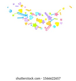 Sprinkles grainy. Cupcake donuts, dessert, sugar, bakery background. Sweet confetti on white chocolate glaze background. Vector Illustration sprinkles holiday designs, party, birthday, invitation.
