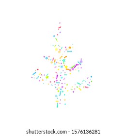 Sprinkles grainy. Cupcake donuts, dessert, sugar, bakery background. Sweet confetti on white chocolate glaze background. Vector Illustration sprinkles holiday designs, party, birthday, invitation.