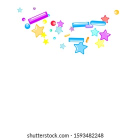 Sprinkles grainy. Cupcake donuts, dessert, sugar, bakery background. Sweet confetti on white chocolate glaze background. Vector Illustration sprinkles holiday designs, party, birthday, invitation.