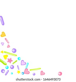 Sprinkles grainy. Cupcake donuts, dessert, sugar, bakery background. Sweet confetti on white chocolate glaze background. Vector Illustration sprinkles holiday designs, party, birthday, invitation.