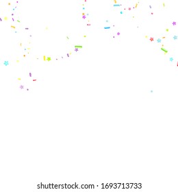 Sprinkles grainy. Cupcake donuts, dessert, sugar, bakery background. Sweet confetti on white chocolate glaze background. Vector Illustration sprinkles holiday designs, party, birthday, invitation.