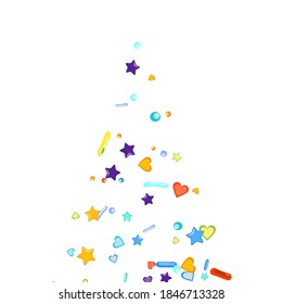 Sprinkles grainy. Cupcake donuts, dessert, sugar, bakery background. Sweet confetti on white chocolate glaze background. Vector Illustration sprinkles holiday designs, party, birthday, invitation.