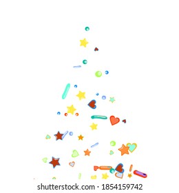 Sprinkles grainy. Cupcake donuts, dessert, sugar, bakery background. Sweet confetti on white chocolate glaze background. Vector Illustration sprinkles holiday designs, party, birthday, invitation.