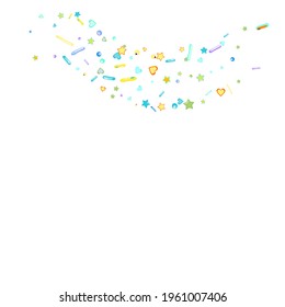 Sprinkles grainy. Cupcake donuts, dessert, sugar, bakery background. Sweet confetti on white chocolate glaze background. Vector Illustration sprinkles holiday designs, party, birthday, invitation.
