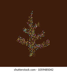 Sprinkles grainy. Sweet confetti on chocolate glaze background. Cupcake, donuts, dessert, sugar, bakery background. Vector Illustration for holiday designs, party, birthday, wedding invitation.