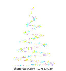 Sprinkles grainy. Sweet confetti on white chocolate glaze background. Cupcake, donuts, dessert, sugar, bakery background. Vector Illustration for holiday designs, party, birthday, wedding invitation.