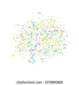 Sprinkles grainy. Sweet confetti on white chocolate glaze background. Cupcake, donuts, dessert, sugar, bakery background. Vector Illustration for holiday designs, party, birthday, wedding invitation.