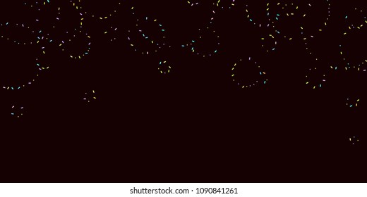 Sprinkles grainy. Sweet confetti on chocolate glaze background. Cupcake, donuts, dessert, sugar, bakery background. Vector Illustration for holiday designs, party, birthday, wedding invitation.