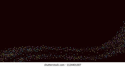 Sprinkles grainy. Sweet confetti on chocolate glaze background. Cupcake, donuts, dessert, sugar, bakery background. Vector Illustration for holiday designs, party, birthday, wedding invitation.