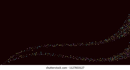 Sprinkles grainy. Sweet confetti on chocolate glaze background. Cupcake, donuts, dessert, sugar, bakery background. Vector Illustration for holiday designs, party, birthday, wedding invitation.