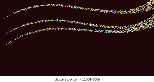 Sprinkles grainy. Sweet confetti on chocolate glaze background. Cupcake, donuts, dessert, sugar, bakery background. Vector Illustration for holiday designs, party, birthday, wedding invitation.