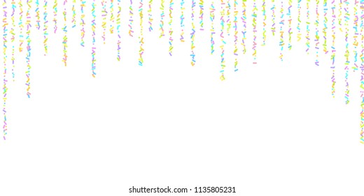 Sprinkles grainy. Sweet confetti on white chocolate glaze background. Cupcake, donuts, dessert, sugar, bakery background. Vector Illustration for holiday designs, party, birthday, wedding invitation.