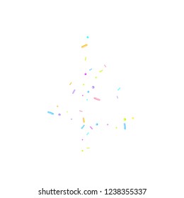 Sprinkles grainy. Sweet confetti on white chocolate glaze background. Cupcake, donuts, dessert, sugar, bakery background. Vector Illustration sprinkles grainy holiday, party, birthday,  invitation.