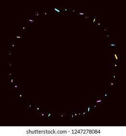 Sprinkles grainy. Sweet confetti on chocolate glaze background. Cupcake, donuts, dessert, sugar, bakery background. Vector Illustration sprinkles grainy holiday, party, birthday,  invitation.