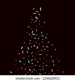 Sprinkles grainy. Sweet confetti on chocolate glaze background. Cupcake, donuts, dessert, sugar, bakery background. Vector Illustration sprinkles grainy holiday, party, birthday,  invitation.