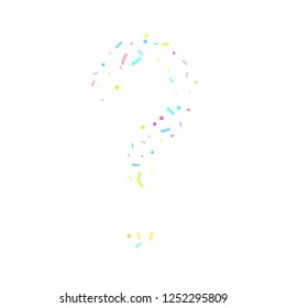 Sprinkles grainy. Sweet confetti on white background. Cupcake, donuts, dessert, sugar, bakery background. Vector Illustration sprinkles grainy holiday, party, birthday,  invitation.