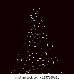 Sprinkles grainy. Sweet confetti on chocolate glaze background. Cupcake, donuts, dessert, sugar, bakery background. Vector Illustration sprinkles grainy holiday, party, birthday,  invitation.