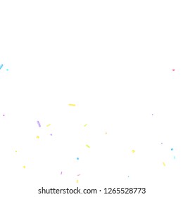 Sprinkles grainy. Sweet confetti on white chocolate glaze background. Cupcake, donuts, dessert, sugar, bakery background. Vector Illustration sprinkles grainy holiday, party, birthday,  invitation.