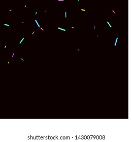 Sprinkles grainy. Sweet confetti on chocolate glaze background. Cupcake, donuts, dessert, sugar, bakery background. Vector Illustration sprinkles grainy holiday, party, birthday, invitation.