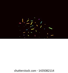 Sprinkles grainy. Sweet confetti on chocolate glaze background. Cupcake, donuts, dessert, sugar, bakery background.  