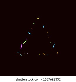 Sprinkles grainy. Sweet confetti on chocolate glaze background. Cupcake, donuts, dessert, sugar, bakery background. Vector Illustration sprinkles grainy holiday, party, birthday, invitation.