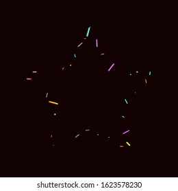Sprinkles grainy. Sweet confetti on chocolate glaze background. Cupcake, donuts, dessert, sugar, bakery background. Vector Illustration sprinkles grainy holiday, party, birthday, invitation.