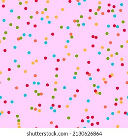 Sprinkles seamless pattern. Colorful sprinkles on solid background repeating pattern design. Vector illustration