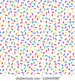 Sprinkles Seamless Pattern - Rainbow Sprinkles On White Background