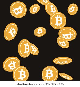 Sprinkling bitcoins on a dark background
