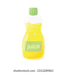 Sprinkling fruit juice bottle isolated illustration on white background. Bright orange design of soda beverage for summer refreshment and hydration. Product packaging in flat cartoon style