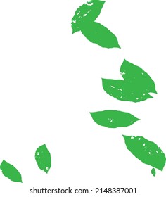 A sprinkling of green leaves that would be useful in pattern design or for your artwork.  Vector illustration.