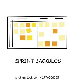 Sprint backlog on white background. Agile and kanban method.