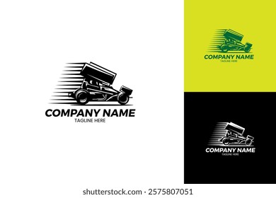 sprint car racing silhouette logo include a black and white version