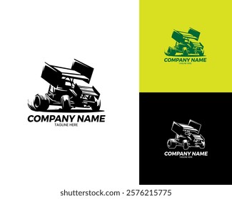 sprint car racing silhouette logo include a black and white version