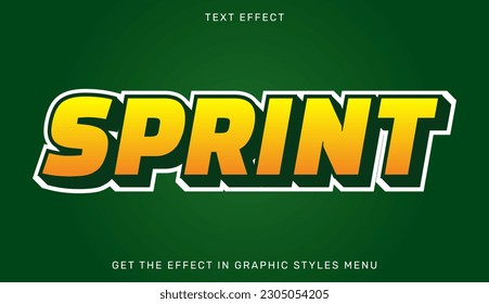 Sprint editable text effect in 3d style. Suitable for brand or business logo