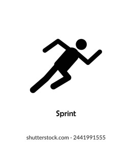 Sprint flat black icon vector isolated on white background. Olympic Sports.