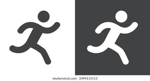 Sprint icon Flat set in black and white color outline vector