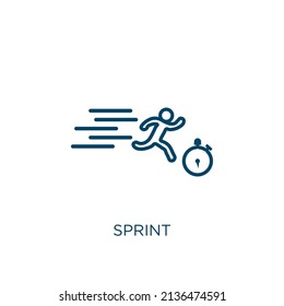 sprint icon. Thin linear sprint outline icon isolated on white background. Line vector sprint sign, symbol for web and mobile
