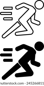 Sprint icons. Black and White Vector Icons of a Fast Running Man. Sport competitions