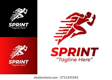 Logotipo Sprint Negrito Distintivo Competitivo Velocidade