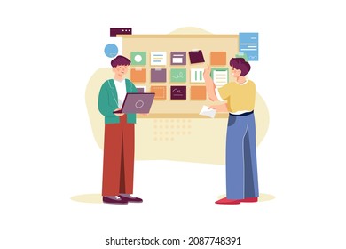 Concepto de Ilustración de Planificación de Sprint. Ilustración plana aislada en fondo blanco.