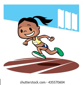 Sprint race competition. Cartoon character. Vector illustration