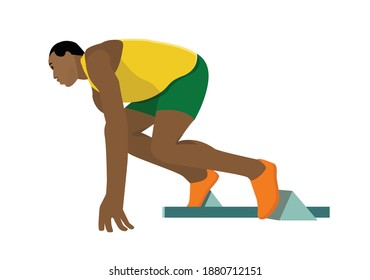 Sprint runner getting start or steady. Vector flat illustration
