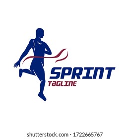 Sprint Running Athletics Marathon logo design template