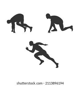 sprint running simple vector and silhouette with separated layers
