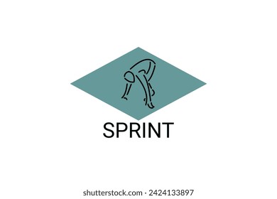 Sprint sport vector line icon. Sprinter running in athletic track. sport pictogram, vector illustration.