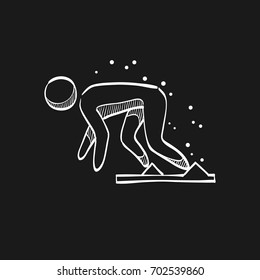 Sprint start icon icon in doodle sketch lines.